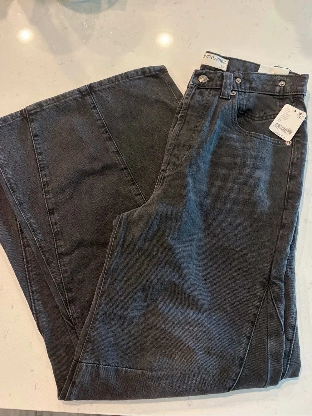 We The Free Gray Wide-Leg Eden Slouchy Jeans